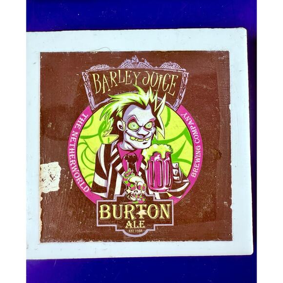 Coaster Set Burton Ale Nightmare Before Xmas Characters 6 Handmade Ceramic Tiles - Picture 5 of 10